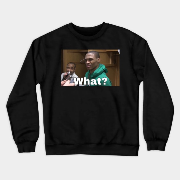 What? Crewneck Sweatshirt by jonah_middleton